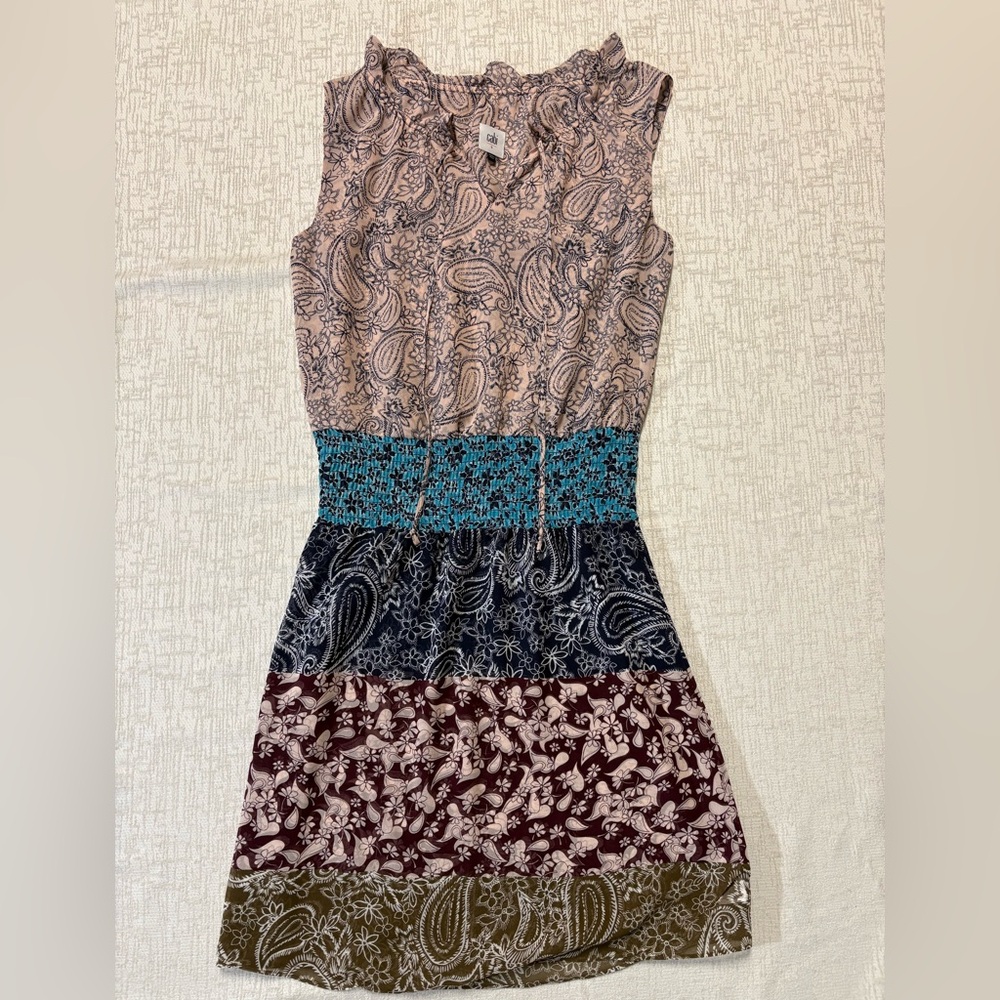 CAbi Pink Sundress Notched Collar Midi Women’s Small